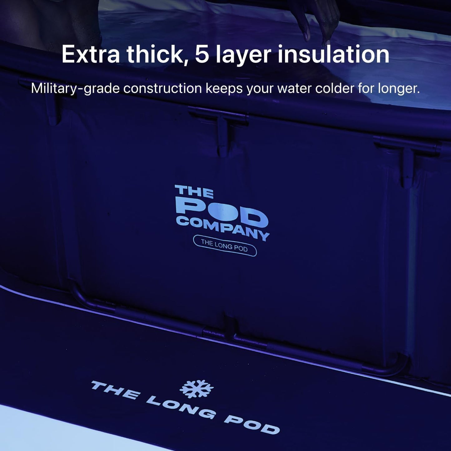 Cold Plunge Bundle – Long Pod (126 Gallon) + 1/3 HP Standard Water Chiller (41°F) – Extra-Large Metal Frame Cold Plunge Tub with Filtered Cooling System