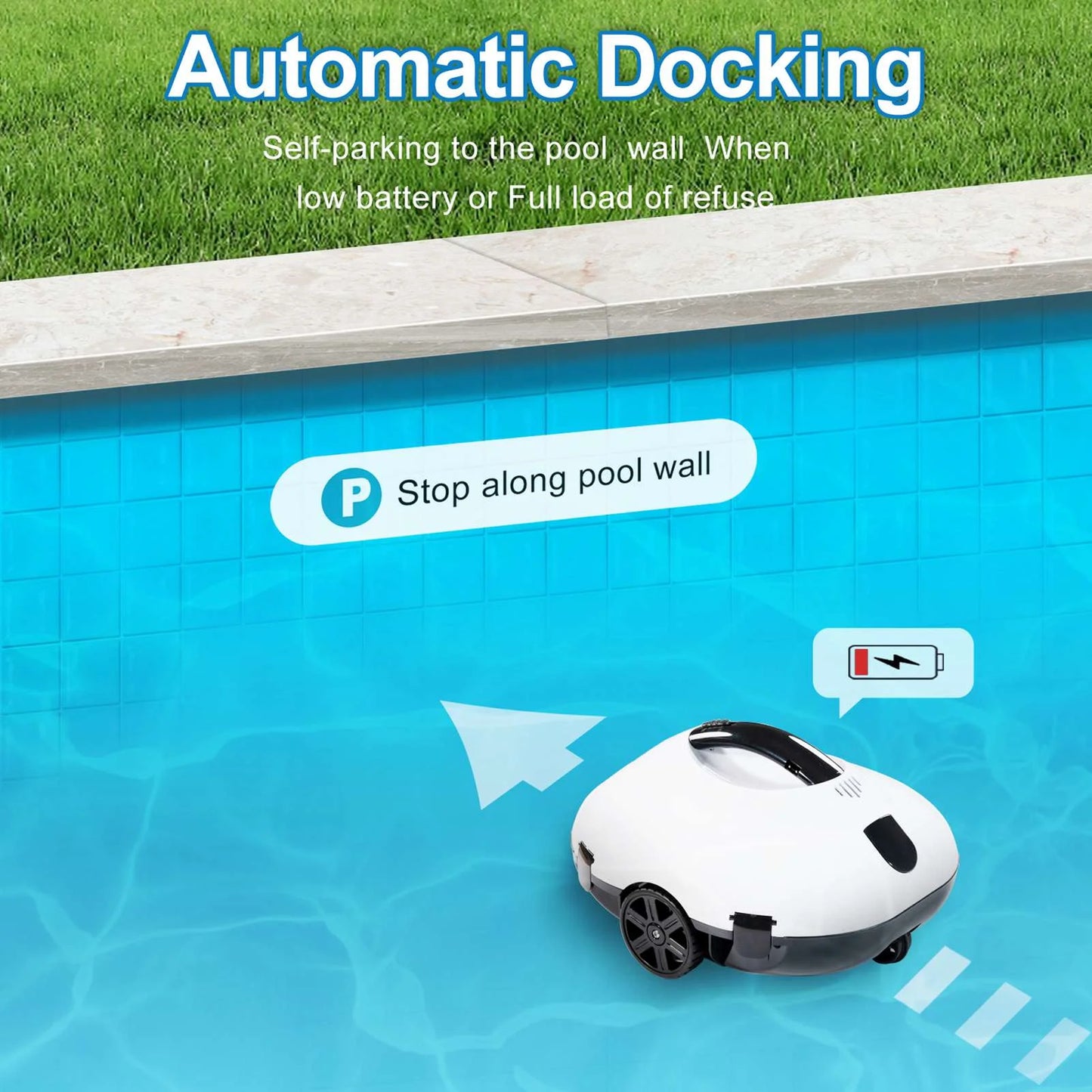 Cleaner Full Automatic Robotic Pool Cleaner Self-Parking Cordless Pool Vacuum Cleaner Robot