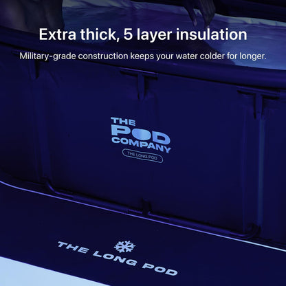 Cold Plunge Bundle – Long Pod (126 Gallon) + 1/3 HP Standard Water Chiller (41°F) – Extra-Large Metal Frame Cold Plunge Tub with Filtered Cooling System