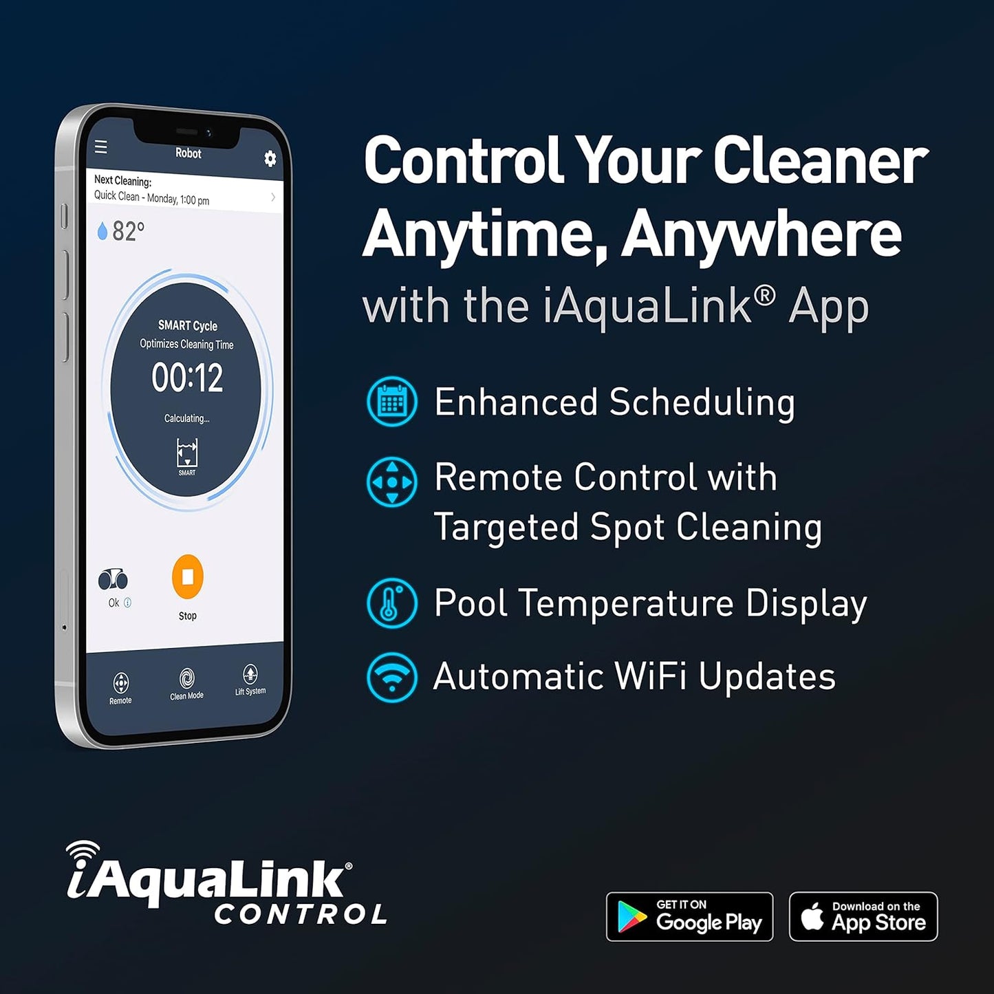 Polaris VRXIQ+ Smart Robotic Pool Cleaner with Iaqualink Control, Extra Long 70' Cable W/Tangle Reducing Swivel, Large Debris Canister and 7 Cleaning Modes