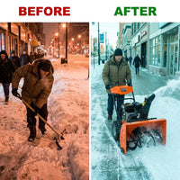 Electric Hand-Pushed Full-Gear Snow Blower Winter Urban Road Snow Removal Machine 220V New Condition — Before & After