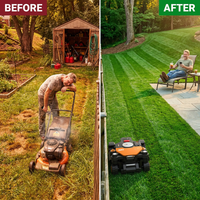 Landroid Vision Cloud 9 In. 4WD Robot Lawn Mower (1 Acre) RTK GPS plus VSLAM Vision AI with Cut to Edge Trimmer — Before & After