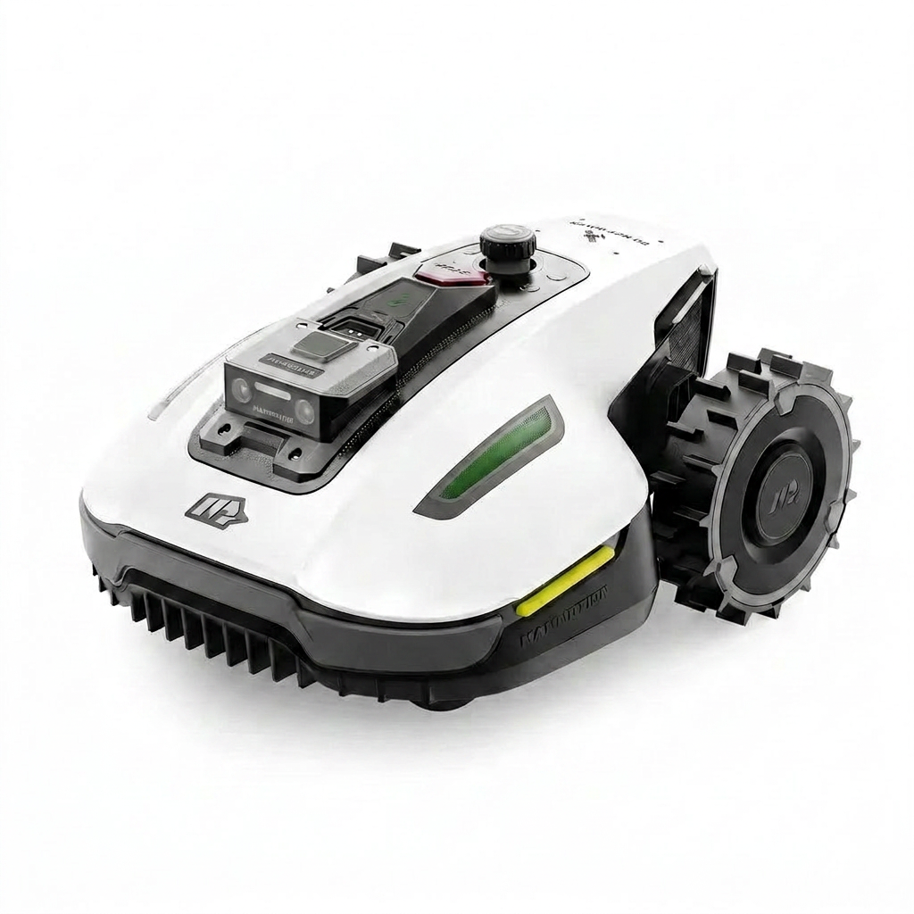 Yuka Mini 7.5 In. Robot Lawn Mower (1/4 Acre) Adjustable Cutting Height (2 In. - 3.5 In.), All Terrain, AI Vision — Studio Shot