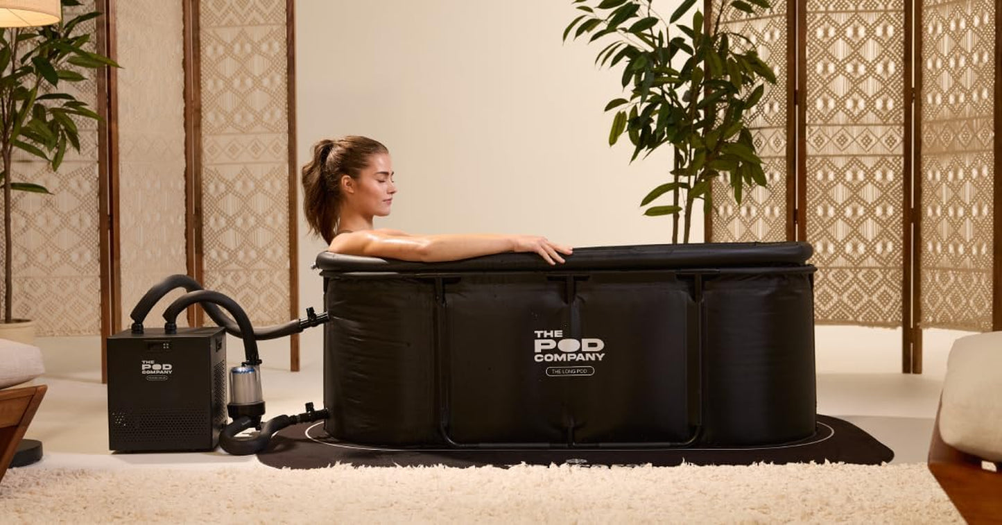 Cold Plunge Bundle – Long Pod (126 Gallon) + 1/3 HP Standard Water Chiller (41°F) – Extra-Large Metal Frame Cold Plunge Tub with Filtered Cooling System