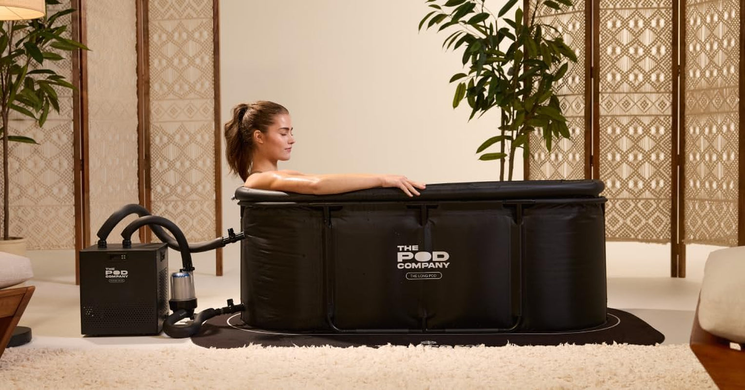 Cold Plunge Bundle – Long Pod (126 Gallon) + 1/3 HP Standard Water Chiller (41°F) – Extra-Large Metal Frame Cold Plunge Tub with Filtered Cooling System