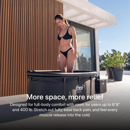 Cold Plunge Bundle – Long Pod (126 Gallon) + 1/3 HP Standard Water Chiller (41°F) – Extra-Large Metal Frame Cold Plunge Tub with Filtered Cooling System