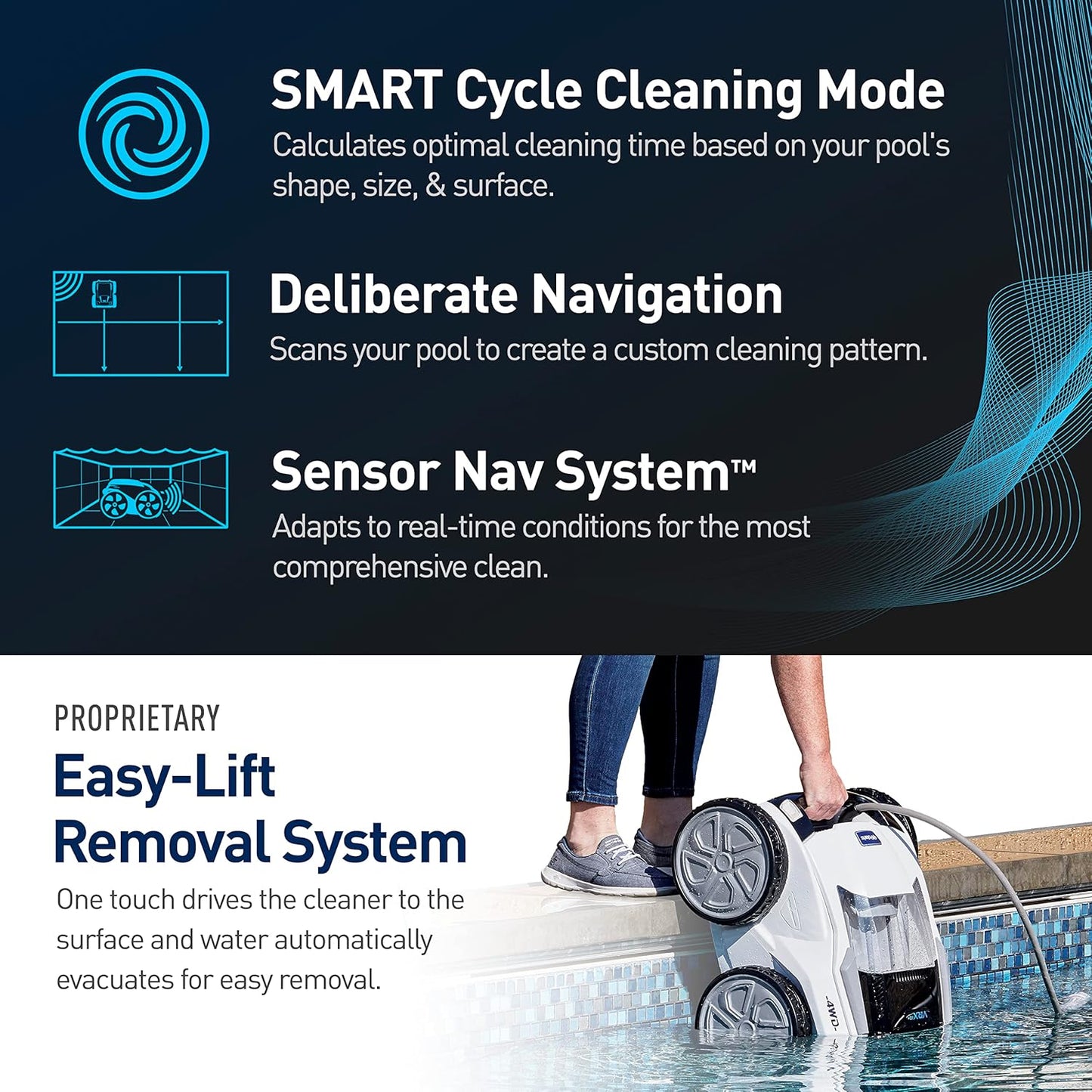 Polaris VRXIQ+ Smart Robotic Pool Cleaner with Iaqualink Control, Extra Long 70' Cable W/Tangle Reducing Swivel, Large Debris Canister and 7 Cleaning Modes